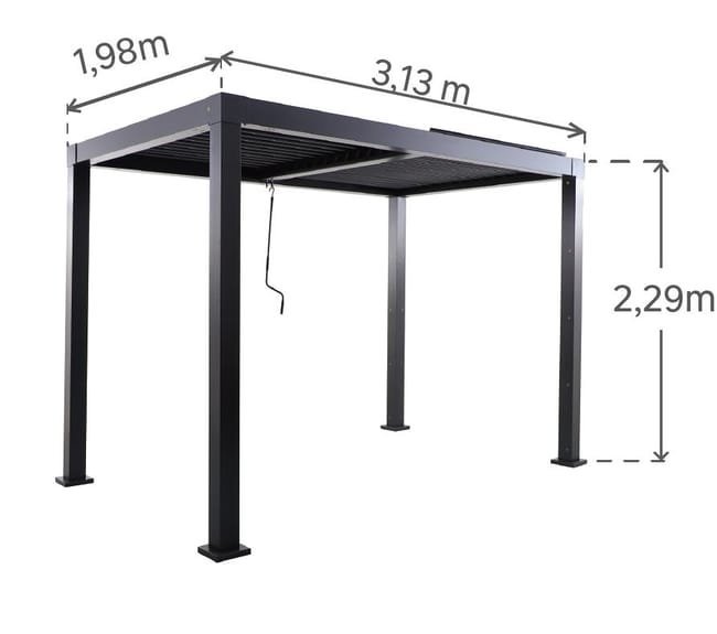 Pergola bioclimatique autoportante NATERIAL Clima aluminium gris, 5.08 m²